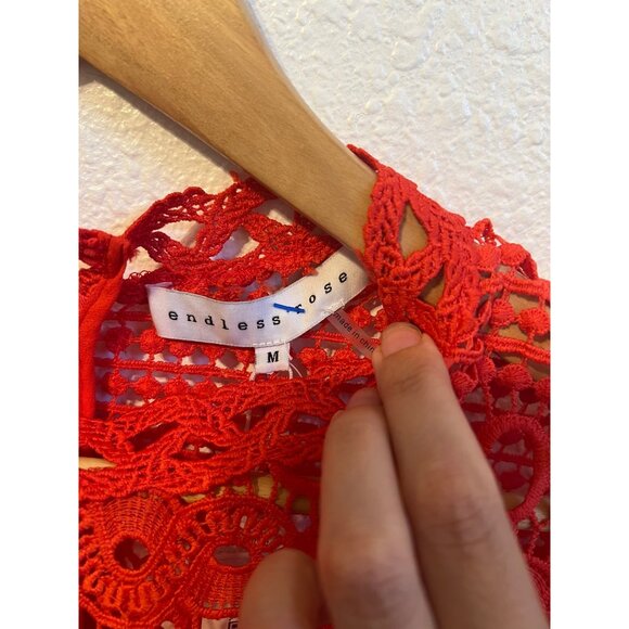 NWT Endless Rose bright orange smocked dress Medium - Picture 8 of 13